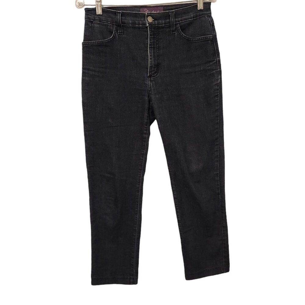 Womens NYDJ Lift Tuck Tech Jeans Straight Sz‎ 6 Blue Denim Mid Rise Rhinestone